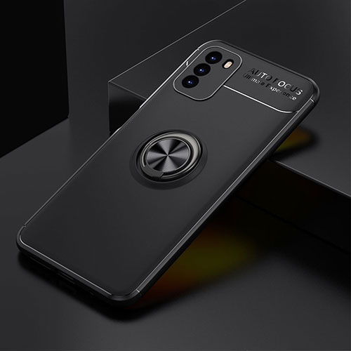 Ultra-thin Silicone Gel Soft Case Cover with Magnetic Finger Ring Stand SD2 for Xiaomi Poco M3 Black