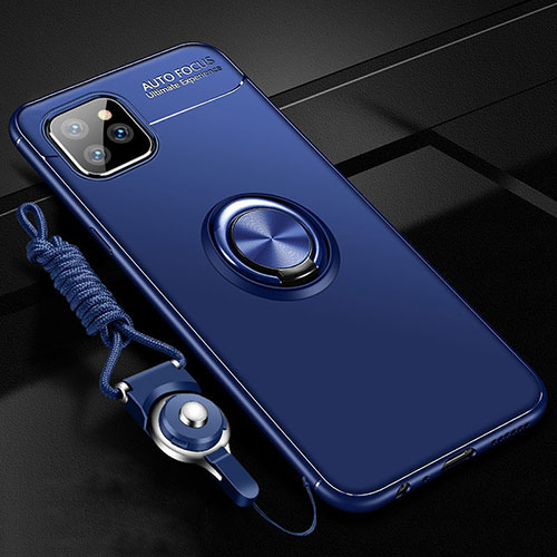 Ultra-thin Silicone Gel Soft Case Cover with Magnetic Finger Ring Stand T01 for Apple iPhone 11 Pro Blue
