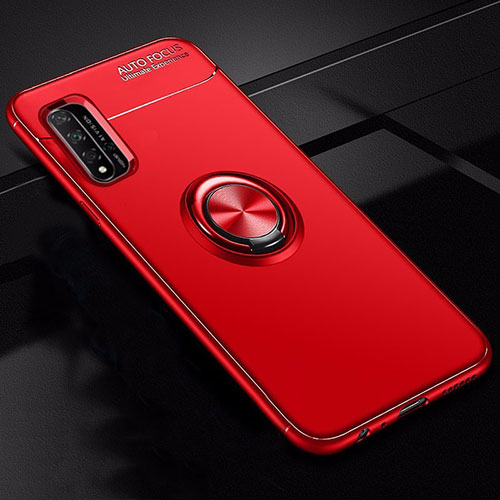 Ultra-thin Silicone Gel Soft Case Cover with Magnetic Finger Ring Stand T01 for Huawei Honor 20 Red