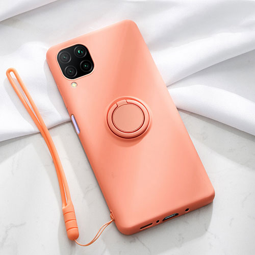 Ultra-thin Silicone Gel Soft Case Cover with Magnetic Finger Ring Stand T01 for Huawei P40 Lite Orange