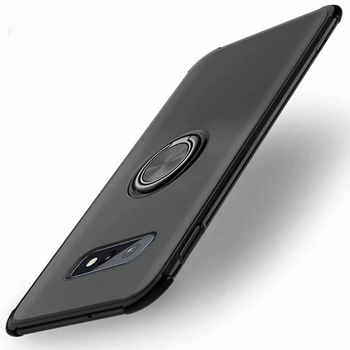 Ultra-thin Silicone Gel Soft Case Cover with Magnetic Finger Ring Stand T01 for Samsung Galaxy S10e Black