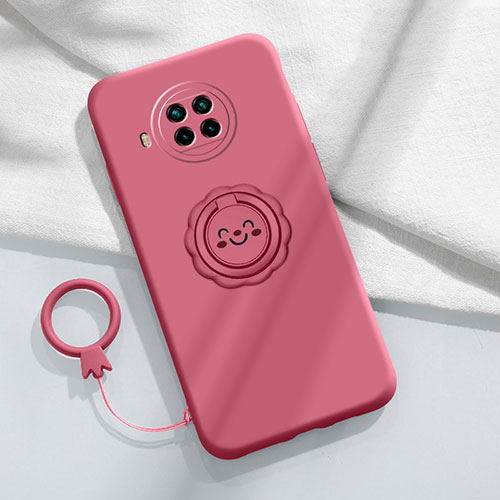 Ultra-thin Silicone Gel Soft Case Cover with Magnetic Finger Ring Stand T01 for Xiaomi Mi 10T Lite 5G Red Wine