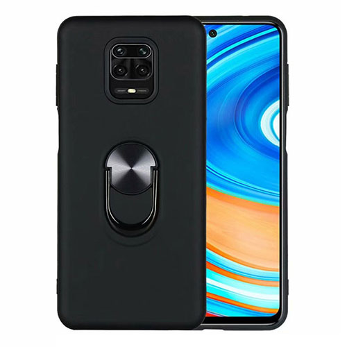 Ultra-thin Silicone Gel Soft Case Cover with Magnetic Finger Ring Stand T01 for Xiaomi Poco M2 Pro Black