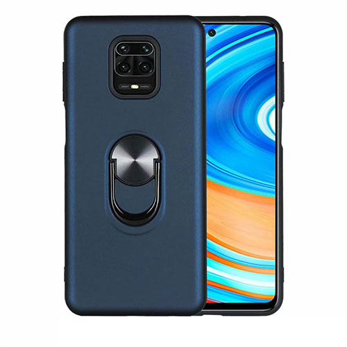Ultra-thin Silicone Gel Soft Case Cover with Magnetic Finger Ring Stand T01 for Xiaomi Poco M2 Pro Blue