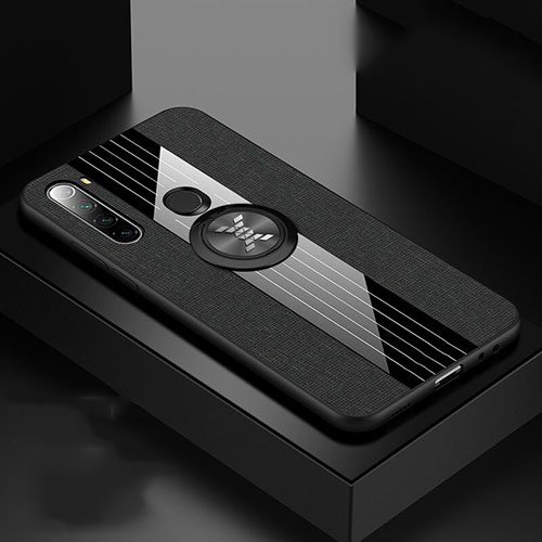 Ultra-thin Silicone Gel Soft Case Cover with Magnetic Finger Ring Stand T01 for Xiaomi Redmi Note 8 Black