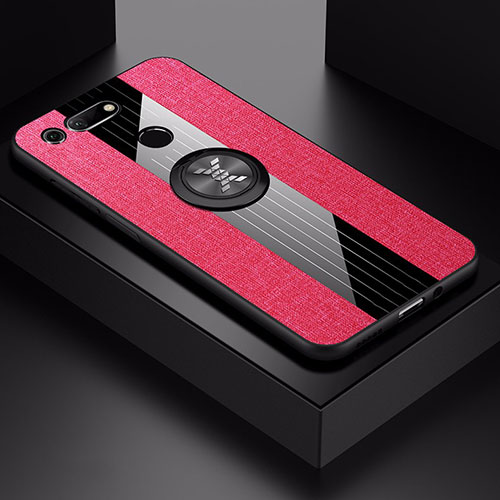 Ultra-thin Silicone Gel Soft Case Cover with Magnetic Finger Ring Stand T02 for Huawei Honor V20 Red