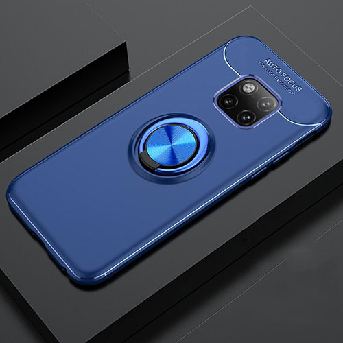 Ultra-thin Silicone Gel Soft Case Cover with Magnetic Finger Ring Stand T02 for Huawei Mate 20 Pro Blue