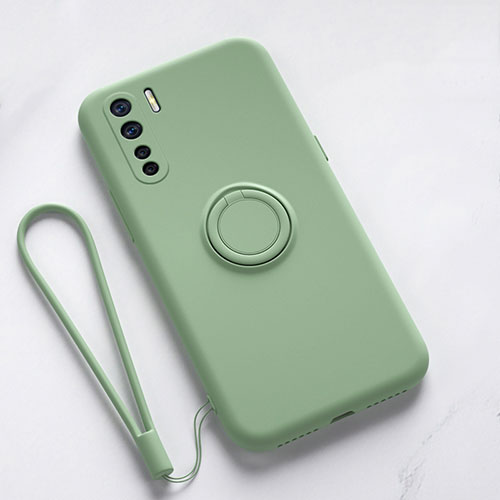 Ultra-thin Silicone Gel Soft Case Cover with Magnetic Finger Ring Stand T03 for Oppo A91 Cyan