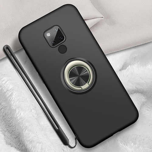 Ultra-thin Silicone Gel Soft Case Cover with Magnetic Finger Ring Stand T05 for Huawei Mate 20 X 5G Black