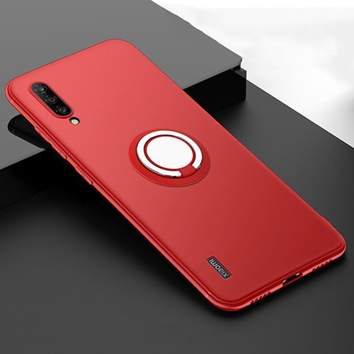 Ultra-thin Silicone Gel Soft Case Cover with Magnetic Finger Ring Stand T05 for Xiaomi Mi A3 Red