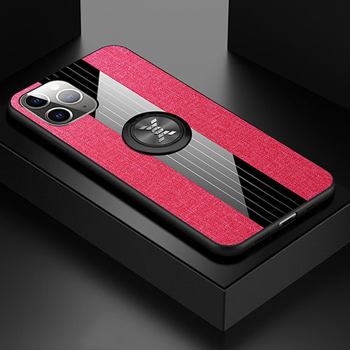 Ultra-thin Silicone Gel Soft Case Cover with Magnetic Finger Ring Stand T06 for Apple iPhone 11 Pro Red