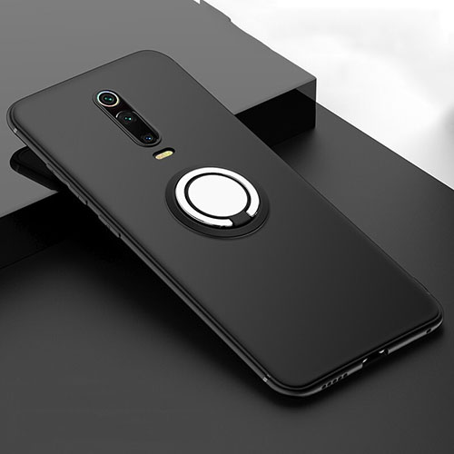 Ultra-thin Silicone Gel Soft Case Cover with Magnetic Finger Ring Stand T06 for Xiaomi Mi 9T Pro Black