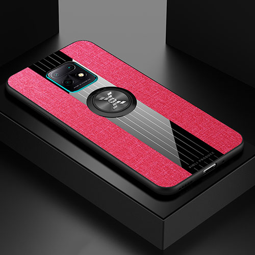 Ultra-thin Silicone Gel Soft Case Cover with Magnetic Finger Ring Stand X01L for Xiaomi Redmi 10X 5G Red