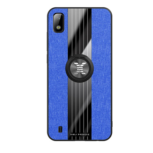 Ultra-thin Silicone Gel Soft Case Cover with Magnetic Finger Ring Stand X02L for Samsung Galaxy A10 Blue