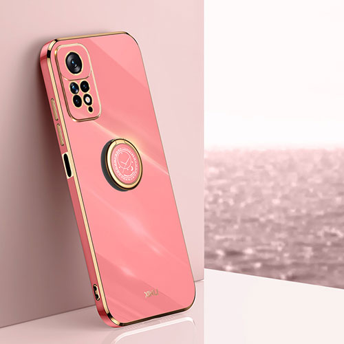 Ultra-thin Silicone Gel Soft Case Cover with Magnetic Finger Ring Stand XL1 for Xiaomi Redmi Note 11 Pro 4G Hot Pink
