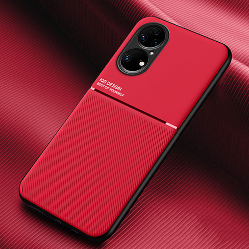 Ultra-thin Silicone Gel Soft Case Cover with Magnetic for Huawei P50 Pro Red