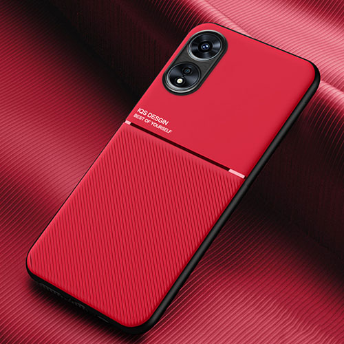 Ultra-thin Silicone Gel Soft Case Cover with Magnetic for Oppo A58 5G Red