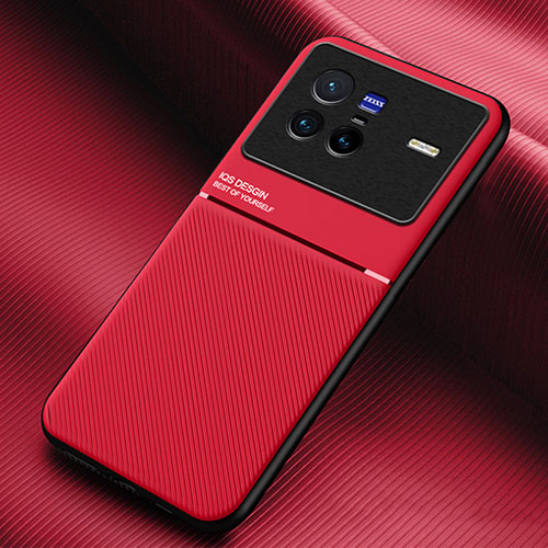 Ultra-thin Silicone Gel Soft Case Cover with Magnetic for Vivo X80 5G Red