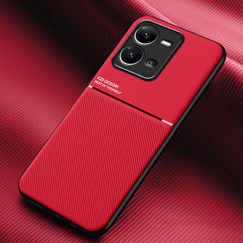 Ultra-thin Silicone Gel Soft Case Cover with Magnetic for Vivo X80 Lite 5G Red
