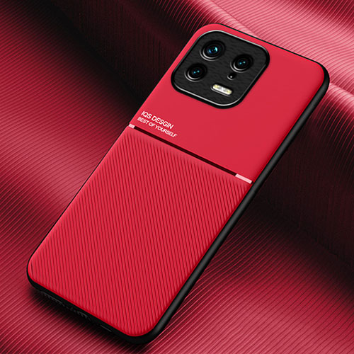 Ultra-thin Silicone Gel Soft Case Cover with Magnetic for Xiaomi Mi 13 5G Red