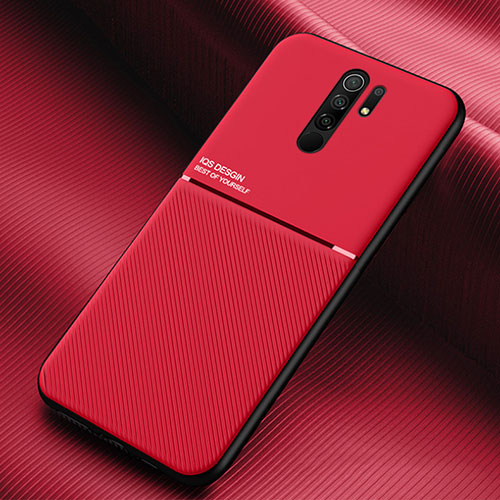 Ultra-thin Silicone Gel Soft Case Cover with Magnetic for Xiaomi Redmi 9 Prime India Red