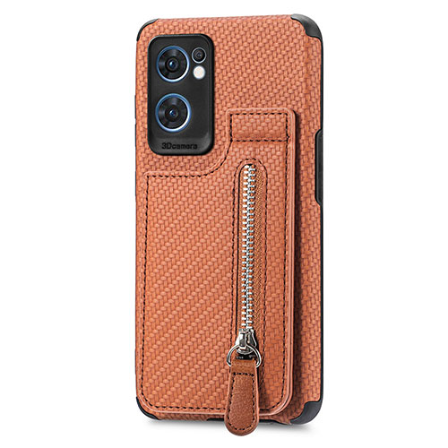 Ultra-thin Silicone Gel Soft Case Cover with Magnetic S01D for Oppo Reno7 5G Brown