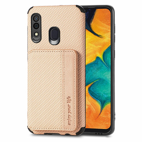 Ultra-thin Silicone Gel Soft Case Cover with Magnetic S01D for Samsung Galaxy A20 Gold