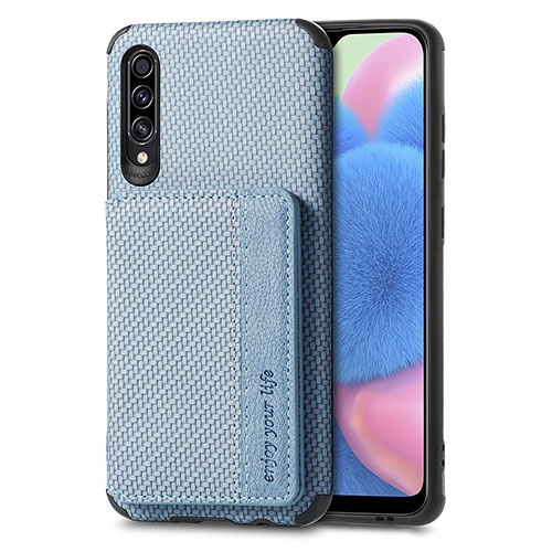Ultra-thin Silicone Gel Soft Case Cover with Magnetic S01D for Samsung Galaxy A50S Blue