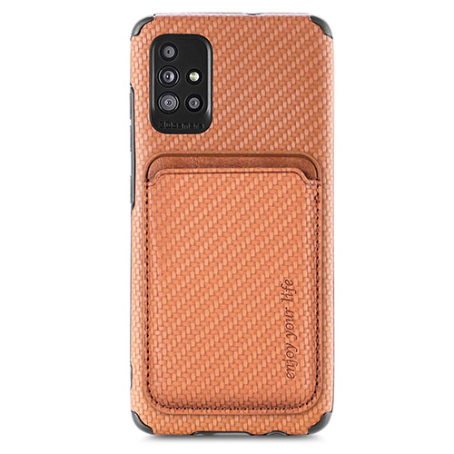 Ultra-thin Silicone Gel Soft Case Cover with Magnetic S01D for Samsung Galaxy A51 4G Brown