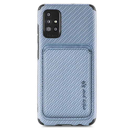 Ultra-thin Silicone Gel Soft Case Cover with Magnetic S01D for Samsung Galaxy A51 5G Blue