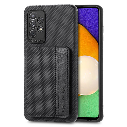 Ultra-thin Silicone Gel Soft Case Cover with Magnetic S01D for Samsung Galaxy A52s 5G Black