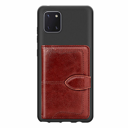 Ultra-thin Silicone Gel Soft Case Cover with Magnetic S01D for Samsung Galaxy A81 Brown