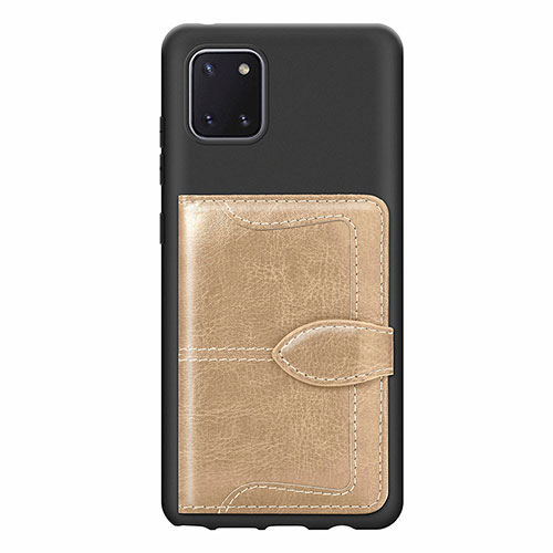 Ultra-thin Silicone Gel Soft Case Cover with Magnetic S01D for Samsung Galaxy A81 Gold