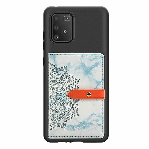 Ultra-thin Silicone Gel Soft Case Cover with Magnetic S01D for Samsung Galaxy A91 Blue