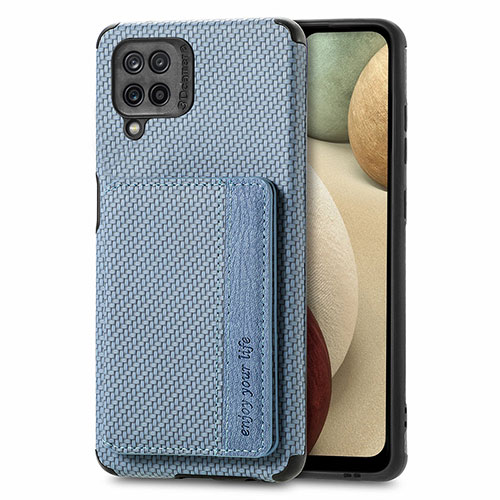 Ultra-thin Silicone Gel Soft Case Cover with Magnetic S01D for Samsung Galaxy M12 Blue