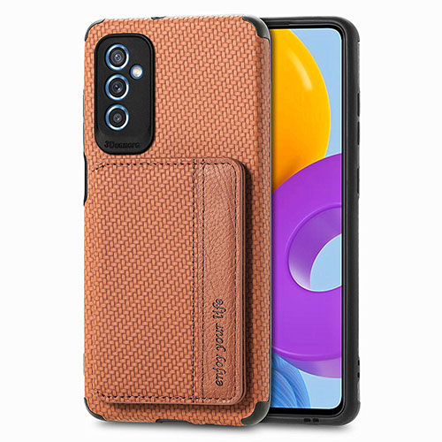 Ultra-thin Silicone Gel Soft Case Cover with Magnetic S01D for Samsung Galaxy M52 5G Brown