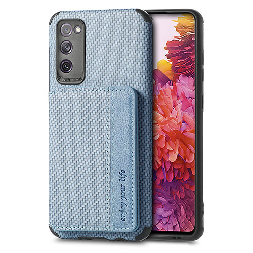 Ultra-thin Silicone Gel Soft Case Cover with Magnetic S01D for Samsung Galaxy S20 FE (2022) 5G Blue