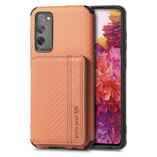 Ultra-thin Silicone Gel Soft Case Cover with Magnetic S01D for Samsung Galaxy S20 FE 5G Brown