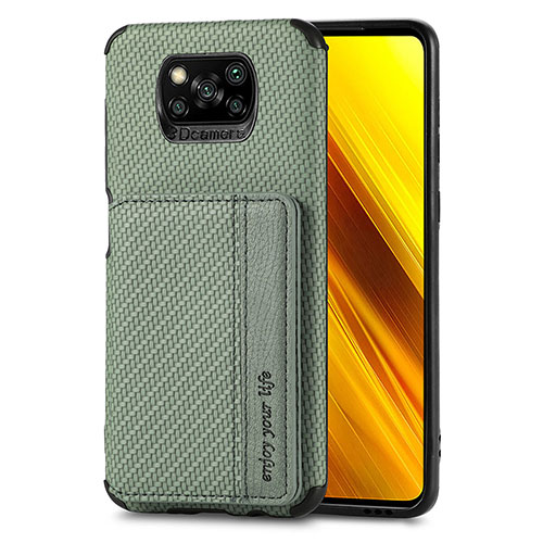 Ultra-thin Silicone Gel Soft Case Cover with Magnetic S01D for Xiaomi Poco X3 Pro Green