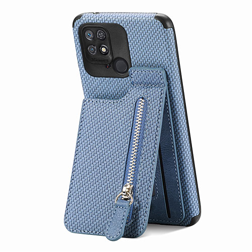 Ultra-thin Silicone Gel Soft Case Cover with Magnetic S01D for Xiaomi Redmi 10 Power Blue