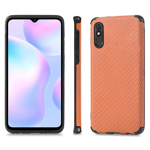 Ultra-thin Silicone Gel Soft Case Cover with Magnetic S01D for Xiaomi Redmi 9AT Brown