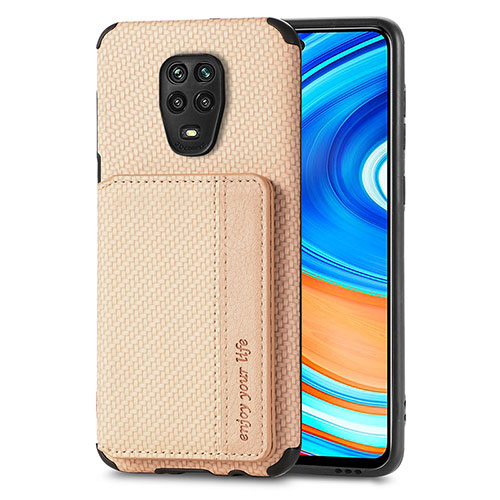 Ultra-thin Silicone Gel Soft Case Cover with Magnetic S01D for Xiaomi Redmi Note 9 Pro Max Gold