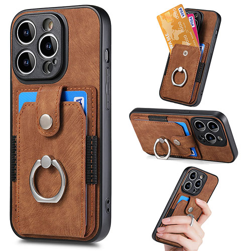 Ultra-thin Silicone Gel Soft Case Cover with Magnetic S02D for Apple iPhone 14 Pro Max Brown