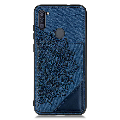 Ultra-thin Silicone Gel Soft Case Cover with Magnetic S02D for Samsung Galaxy A11 Blue