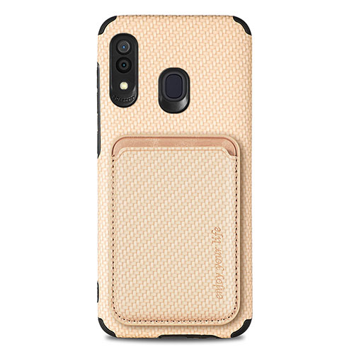 Ultra-thin Silicone Gel Soft Case Cover with Magnetic S02D for Samsung Galaxy A20 Gold