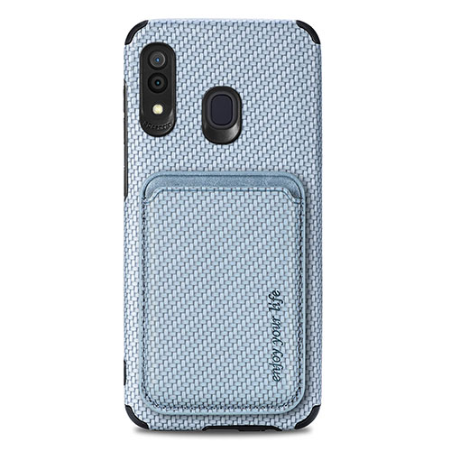 Ultra-thin Silicone Gel Soft Case Cover with Magnetic S02D for Samsung Galaxy A30 Blue