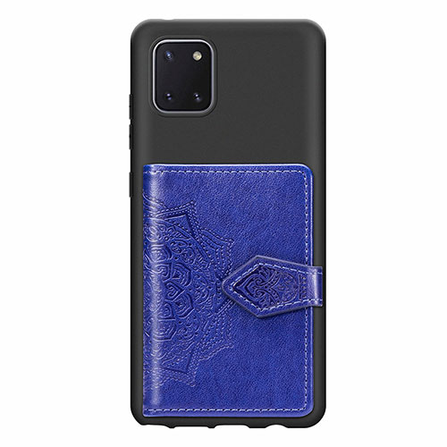 Ultra-thin Silicone Gel Soft Case Cover with Magnetic S02D for Samsung Galaxy Note 10 Lite Blue