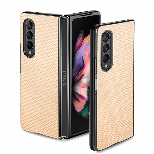 Ultra-thin Silicone Gel Soft Case Cover with Magnetic S02D for Samsung Galaxy Z Fold3 5G Gold
