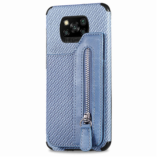 Ultra-thin Silicone Gel Soft Case Cover with Magnetic S02D for Xiaomi Poco X3 Blue