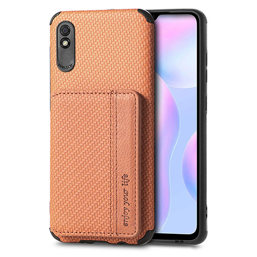 Ultra-thin Silicone Gel Soft Case Cover with Magnetic S02D for Xiaomi Redmi 9AT Brown